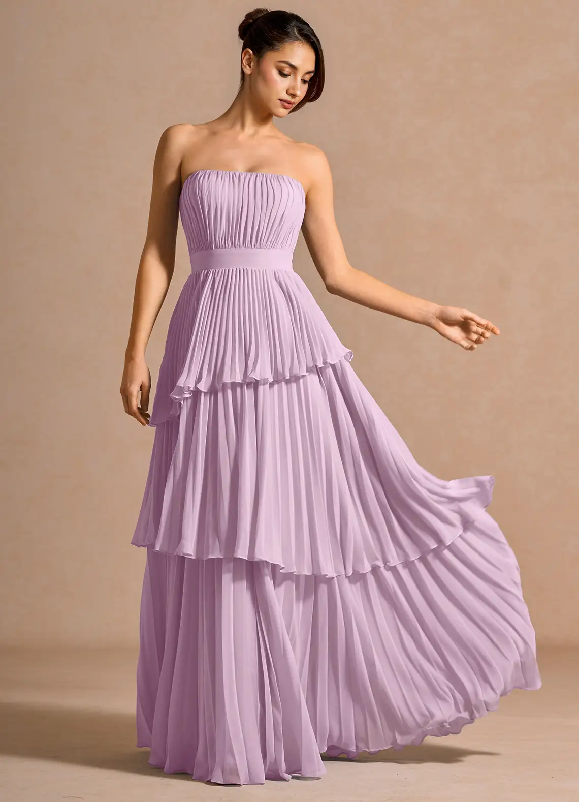 Dusty periwinkle tiered chiffon maxi dress