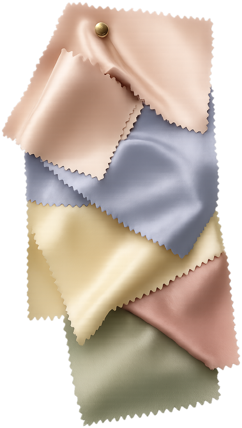 Silk swatches in blush, periwinkle, butter, rose and sage