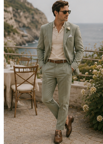 Full sage linen suit