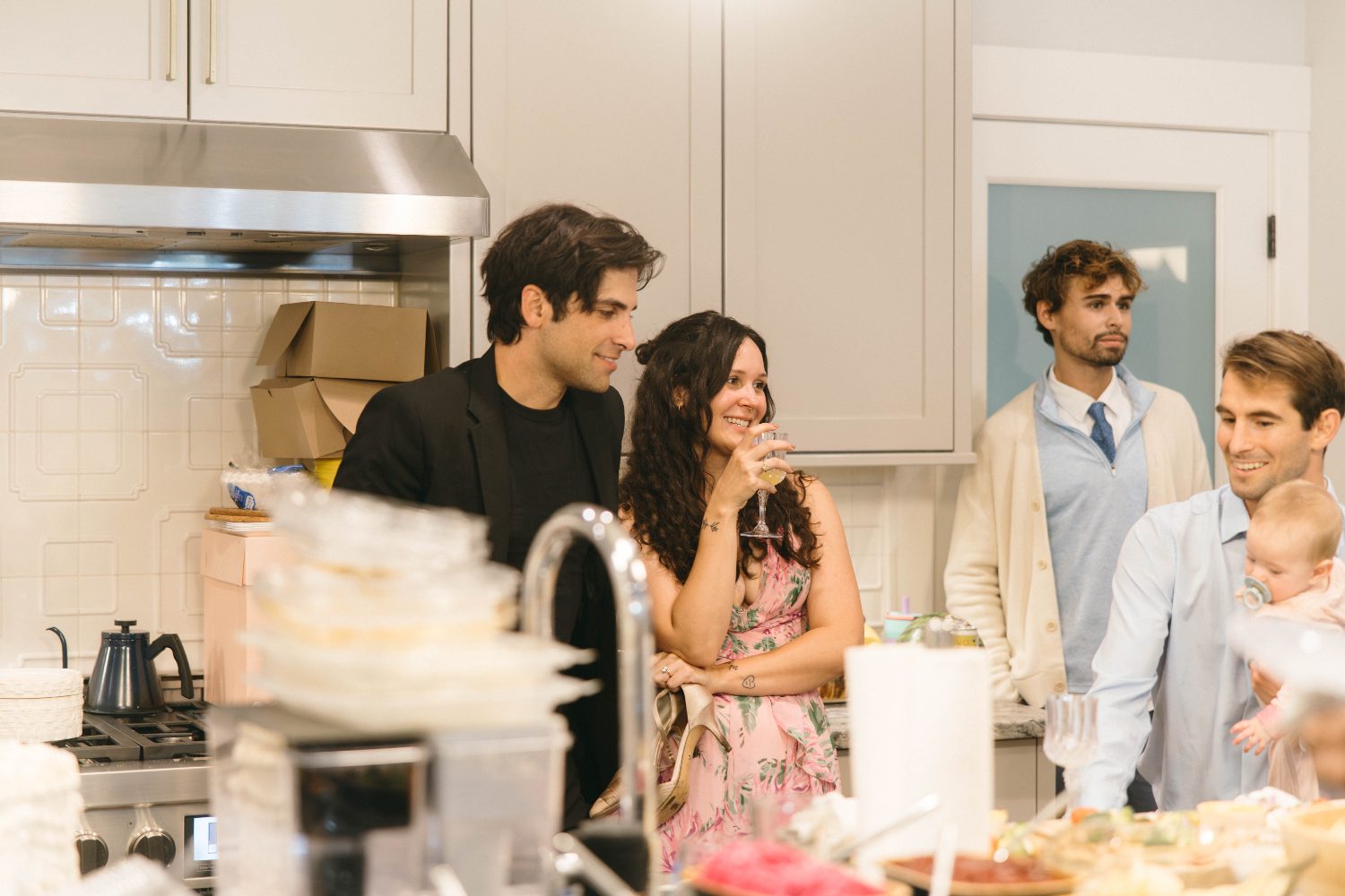 Guests eating dinner in the house