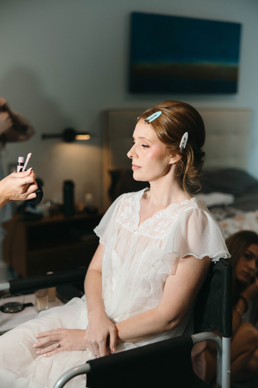 Katrina having her hair done