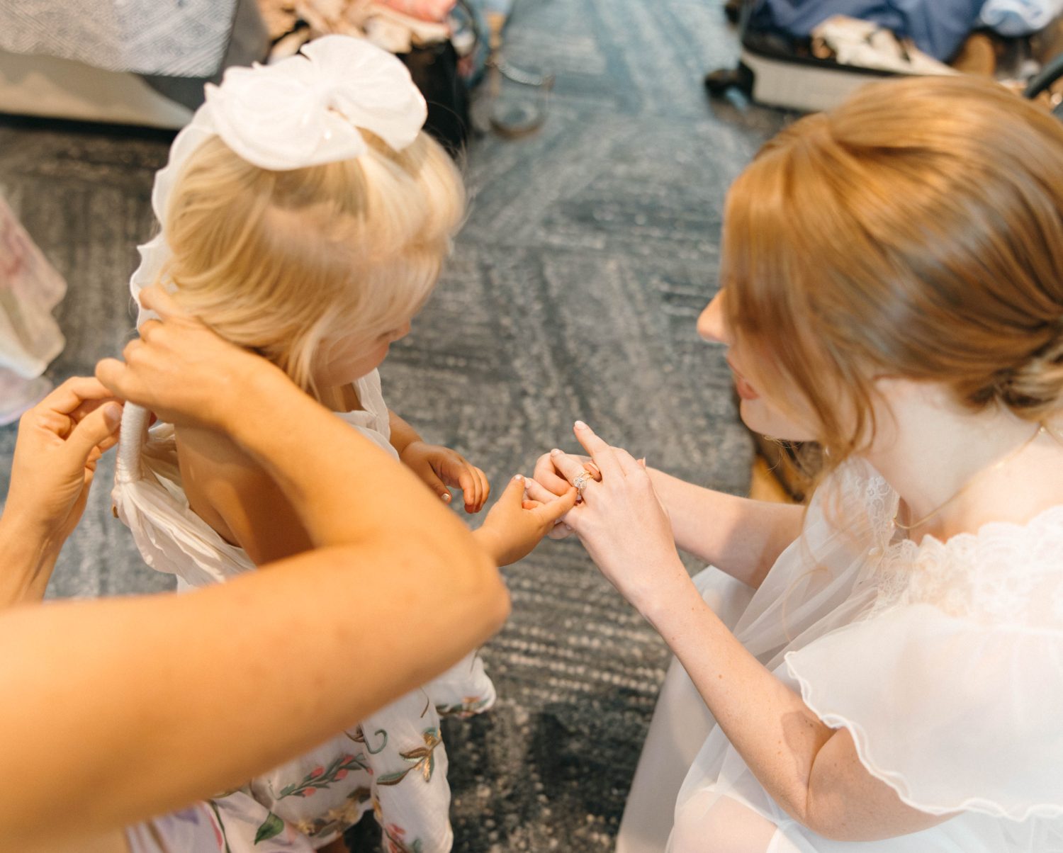 Getting Katrina into her dress