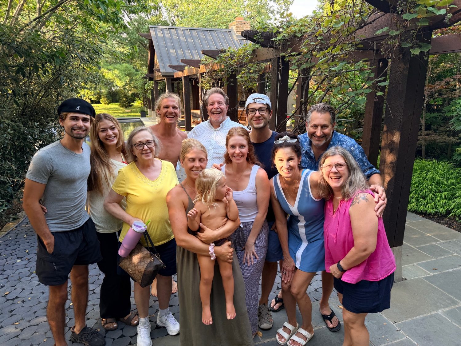 Both families on the pool deck
