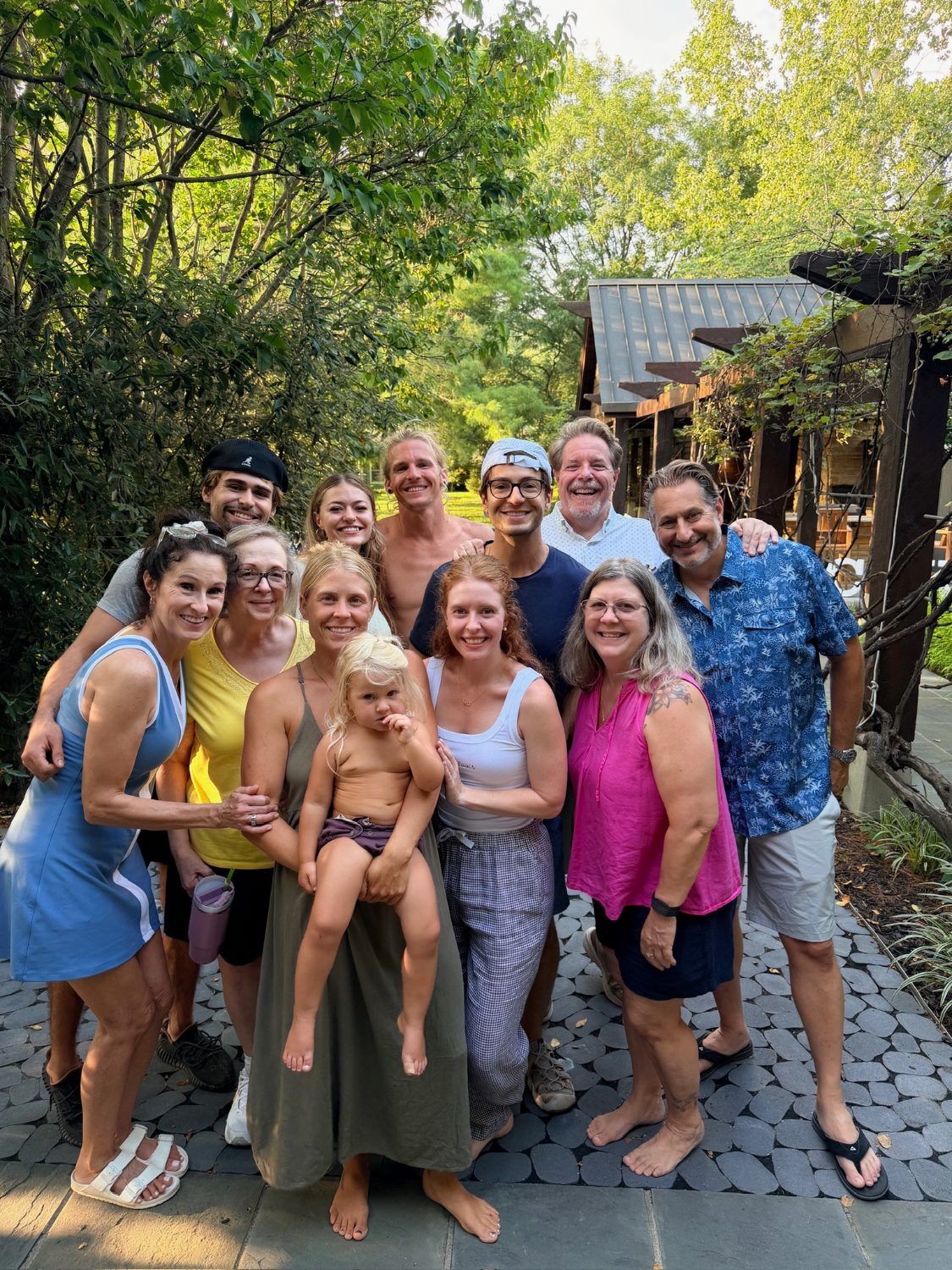Everyone together under the pergola on Saturday evening