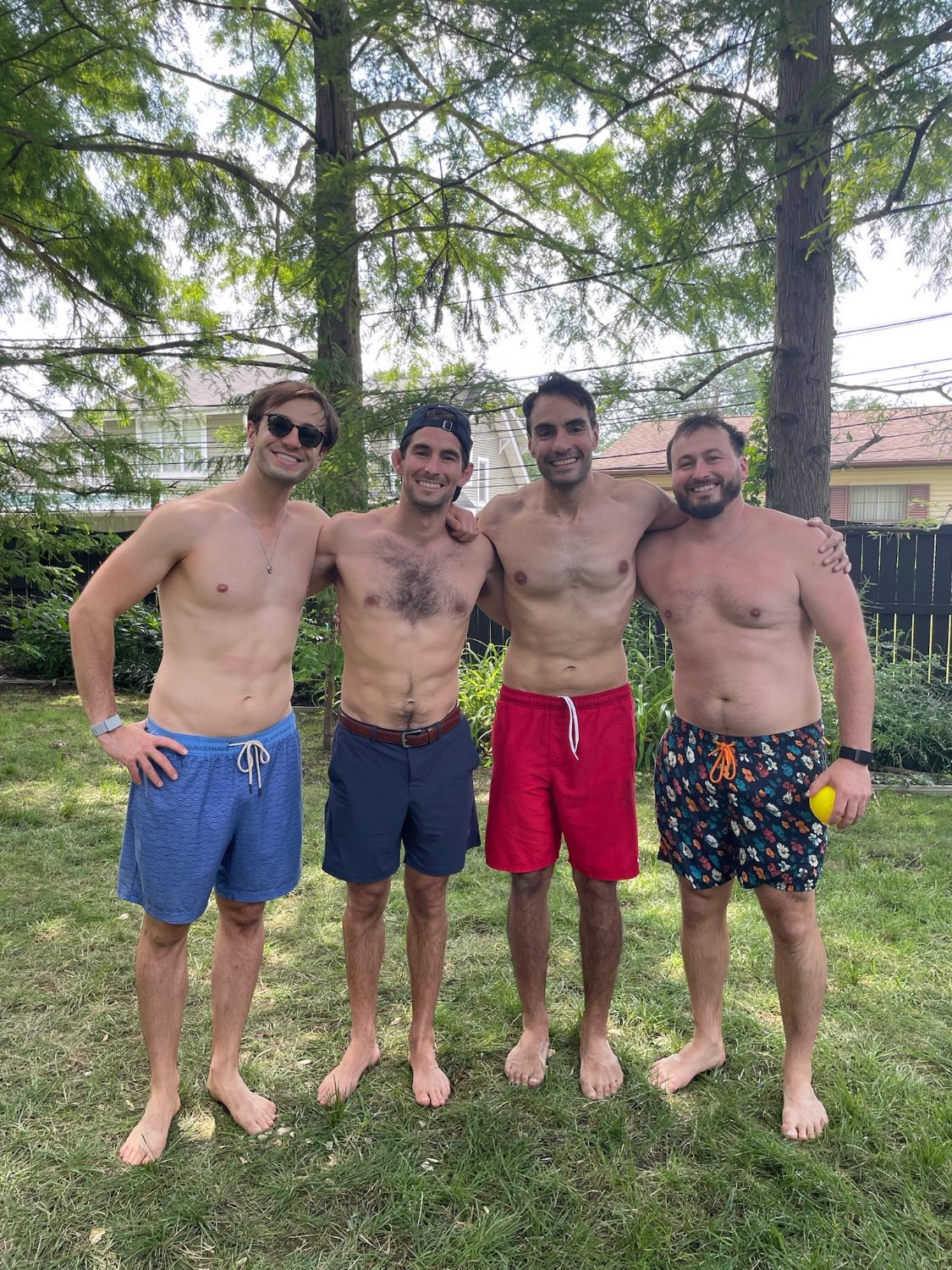 Four of the guys by the pool on Saturday