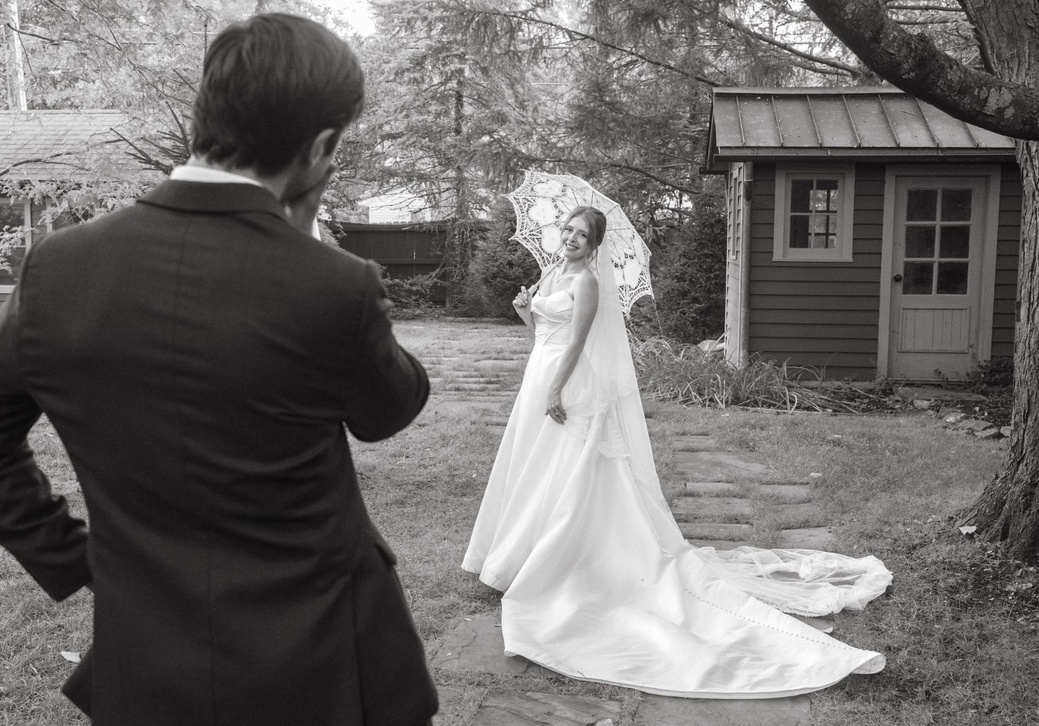 Katrina's dress in black and white